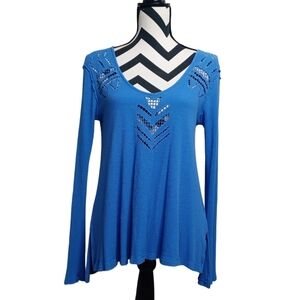 Free People Moonrise Cutout Boho  Long-sleeve Thermal Top